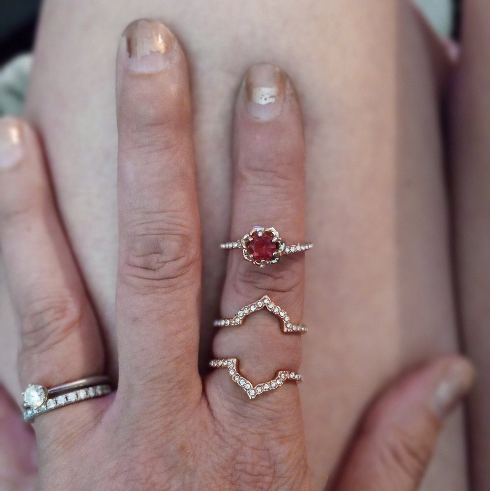 3 Piece Rose Gold Ruby Ring Set 8 - image 3